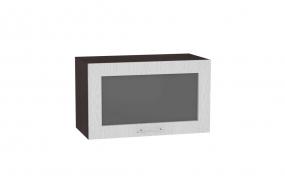 Шкаф верхний горизонтальный со стеклом Валерия-М 600 Серый металлик дождь светлый / Венге