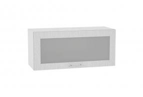 Шкаф верхний горизонтальный со стеклом Валерия-М 800 Серый металлик дождь светлый / Белый