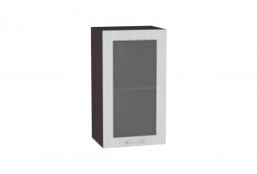 Шкаф верхний со стеклом Валерия-М 400 Серый металлик дождь светлый / Венге