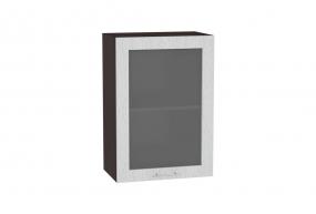 Шкаф верхний со стеклом Валерия-М 500 Серый металлик дождь светлый / Венге