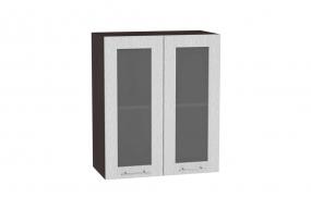Шкаф верхний со стеклом Валерия-М 600 Серый металлик дождь светлый / Венге