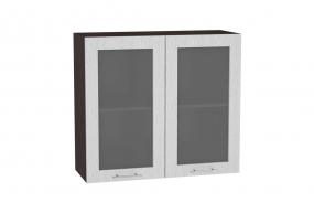 Шкаф верхний со стеклом Валерия-М 800 Серый металлик дождь светлый / Венге