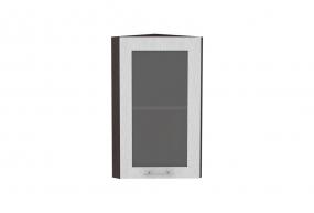 Шкаф верхний торцевой со стеклом Валерия-М 300 Серый металлик дождь светлый / Белый