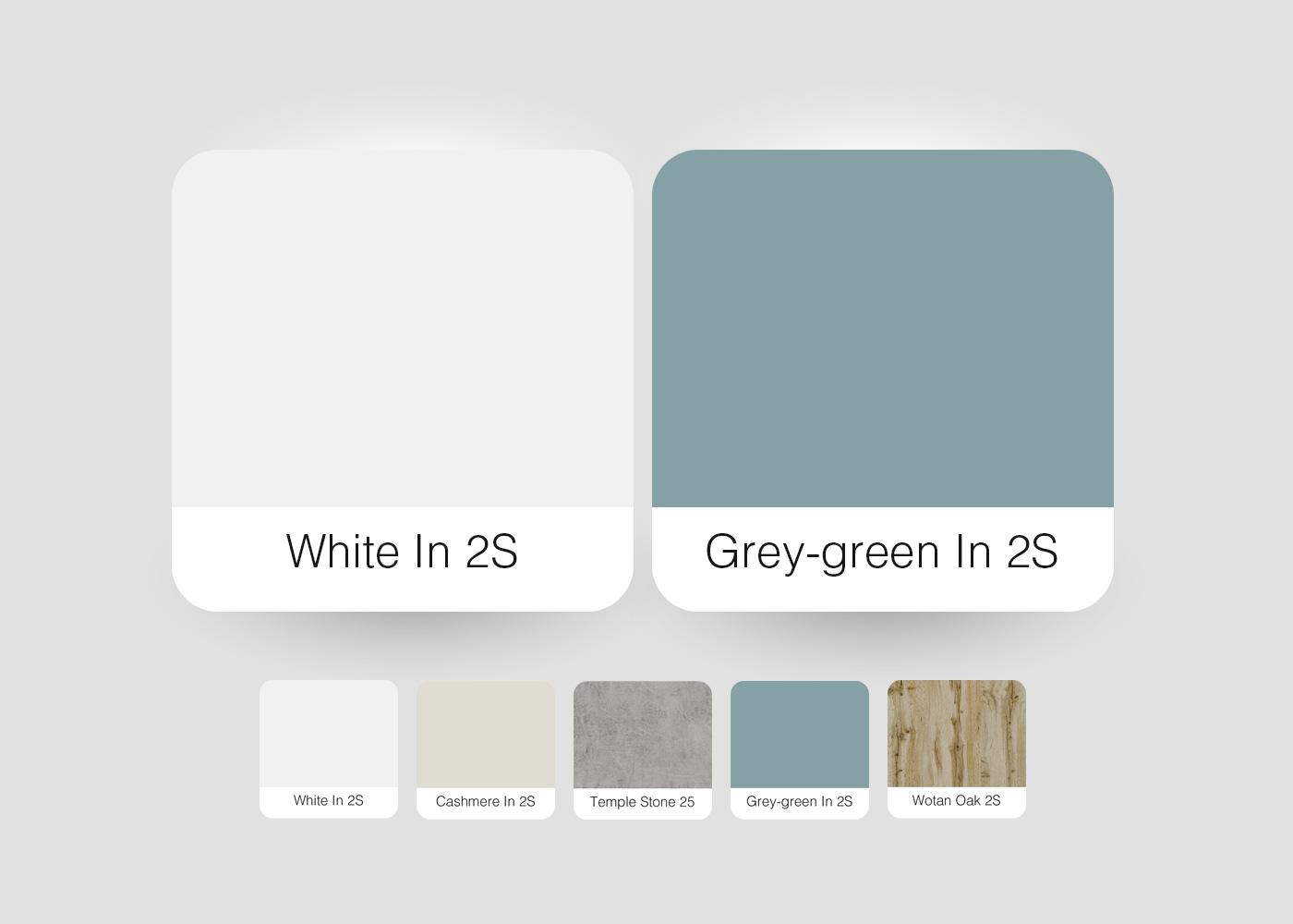 Дополнительное изображение Кухня Флэт-04 Grey-green In 2S/White In 2S