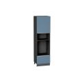 Шкаф пенал под встраиваемую бытовую технику Фьюжн 600 (для верхних шкафов 720) Silky Blue / Graphite