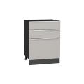 Шкаф нижний Фьюжн 600 с 3-мя ящиками Silky Light Grey / Graphite