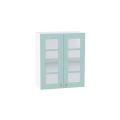 Шкаф верхний со стеклом Прованс 600 Голубой / Белый