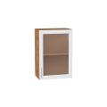 Шкаф верхний со стеклом Сканди 500 White Softwood / Дуб Вотан