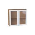 Шкаф верхний со стеклом Сканди 800 White Softwood / Дуб Вотан