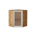 Шкаф верхний угловой со стеклом Сканди 590 Cappuccino Softwood / Дуб Вотан