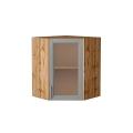 Шкаф верхний угловой со стеклом Сканди 590 Grey Softwood / Дуб Вотан