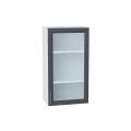Шкаф верхний со стеклом Сканди 500Н Graphite Softwood / Белый