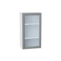 Шкаф верхний со стеклом Сканди 500Н Grey Softwood / Белый