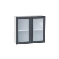 Шкаф верхний со стеклом Сканди 800 Graphite Softwood / Белый