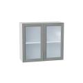 Шкаф верхний со стеклом Сканди 800 Grey Softwood / Белый