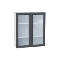 Шкаф верхний со стеклом Сканди 800Н Graphite Softwood / Белый