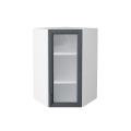Шкаф верхний угловой со стеклом Сканди 590Н Graphite Softwood / Белый