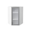 Шкаф верхний угловой со стеклом Сканди 590Н Grey Softwood / Белый