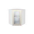 Шкаф верхний угловой со стеклом Валерия-М 600 Бежевый металлик / Белый