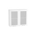 Шкаф верхний со стеклом Валерия-М 800 Белый глянец / Белый