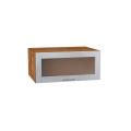 Шкаф верхний горизонтальный с увеличенной глубиной со стеклом Валерия-М 810 Серый металлик дождь светлый / Дуб Вотан