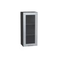 Шкаф верхний со стеклом Валерия-М 400Н Серый металлик дождь светлый / Graphite