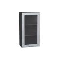 Шкаф верхний со стеклом Валерия-М 500Н Серый металлик дождь светлый / Graphite