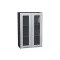 Шкаф верхний со стеклом Валерия-М 600Н Серый металлик дождь светлый / Graphite