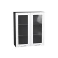 Шкаф верхний со стеклом Валерия-М 800Н Белый металлик / Graphite