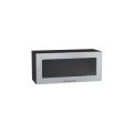 Шкаф верхний горизонтальный со стеклом Валерия-М 800 Серый металлик дождь светлый / Graphite
