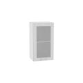Шкаф верхний со стеклом Валерия-М 400 Серый металлик дождь светлый / Белый