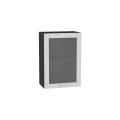 Шкаф верхний со стеклом Валерия-М 500 Серый металлик дождь светлый / Венге