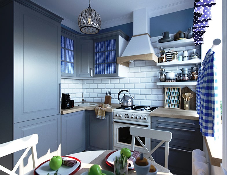 Серо-синяя кухня
